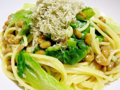 ねば＆しゃき♪納豆レタスの和風パスタ